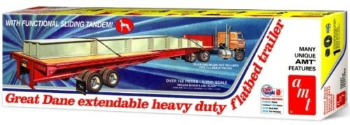 AMT 1111 GREAT DANE EXTENDABLE FLAT BED TRAILER 1:25