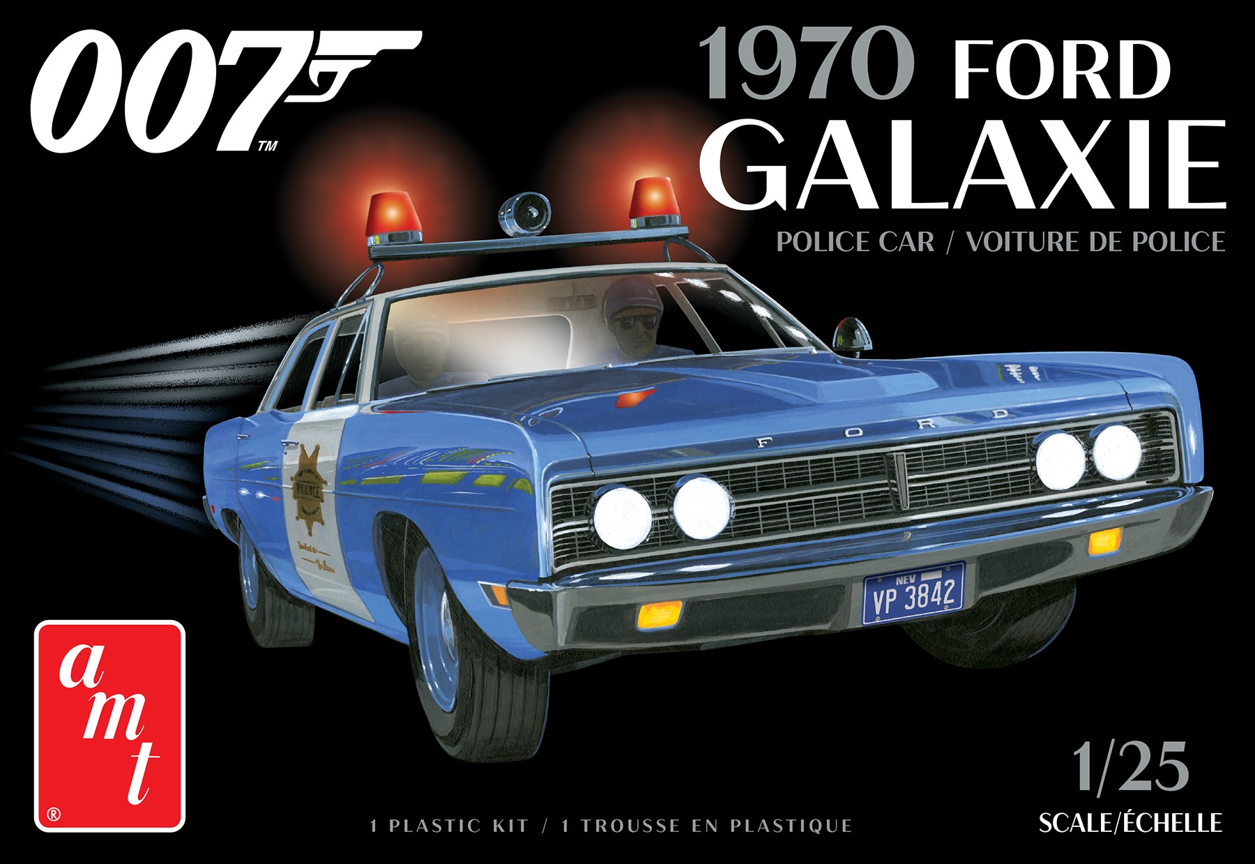AMT 1172 FORD GALAXIE 1970 POLICE CAR (JAMES BOND) 1:25