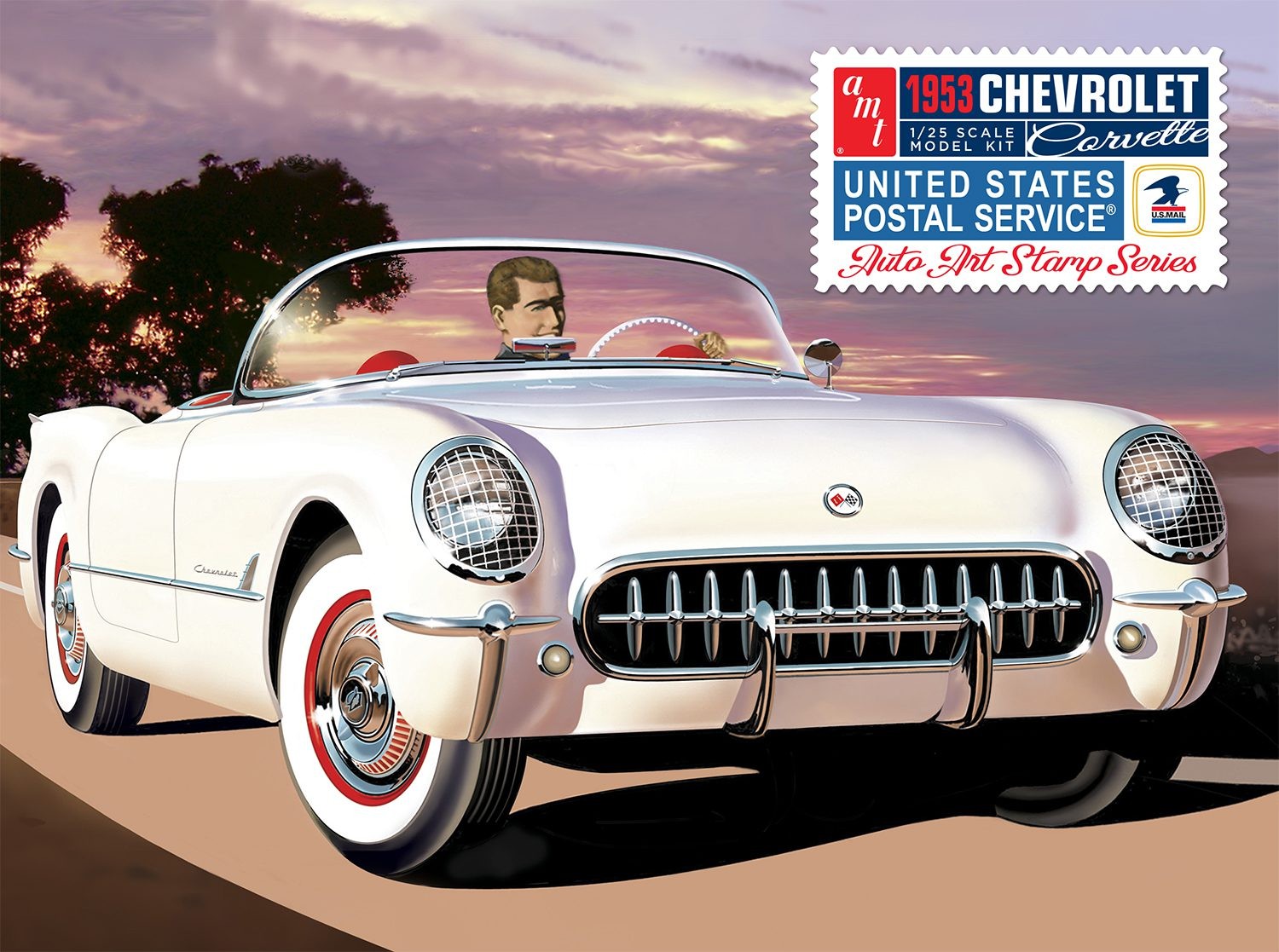 AMT 1244 CHEVY CORVETTE 1953 (USPS STAMP SERIES) 1:25