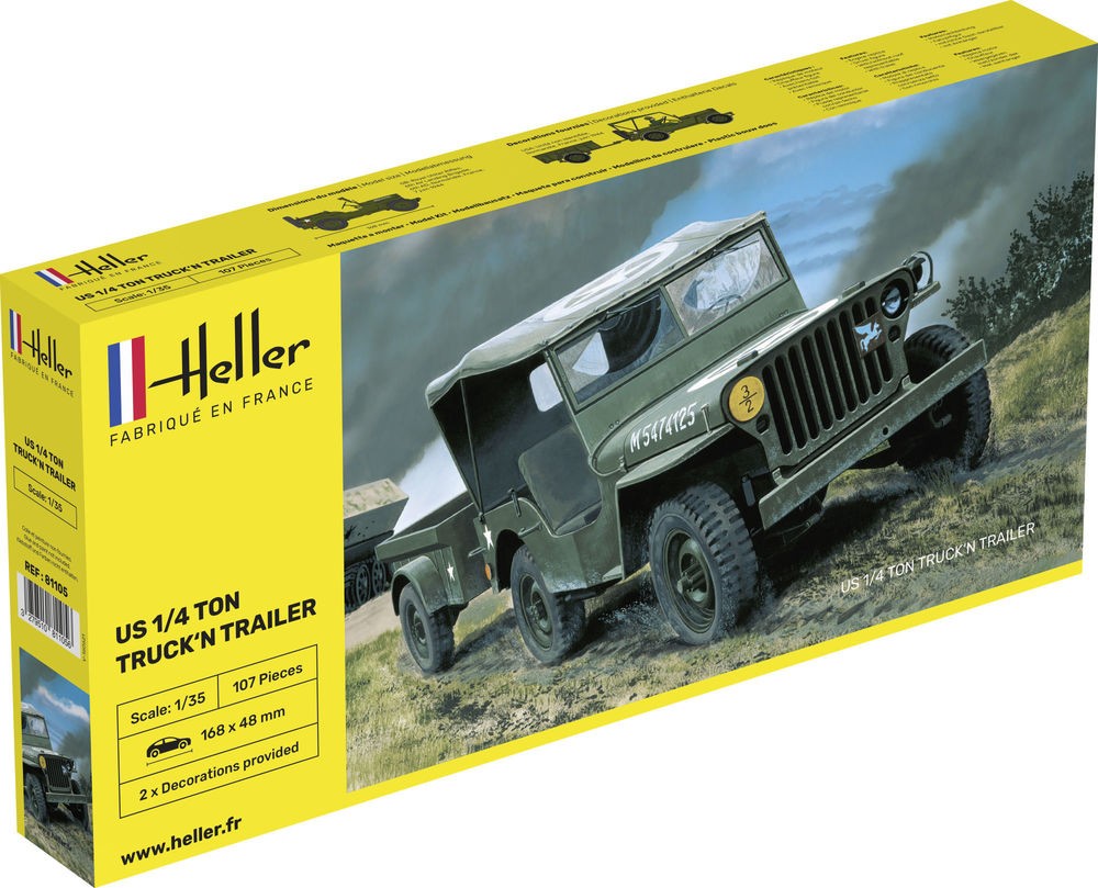 Heller 81105 US 1/4 TON TRUCK & TRAILER  1:35