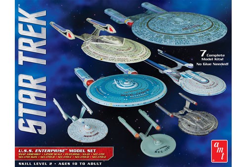 AMT 954 Star Trek U.S.S. Enterprise Model Set ( 7 pcs ) Snap  1:2500