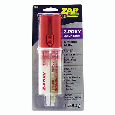 Zap PT-36 Cola epóxi de cura em 5 minutos (28,3 g) Z-Poxy 2 seringas